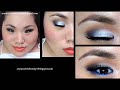 Royal Blue Eyeliner, Bright Orange Lips P1