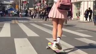 Cute Japanese Girl Lonboarding (Kawaii Desu) on Tokyo