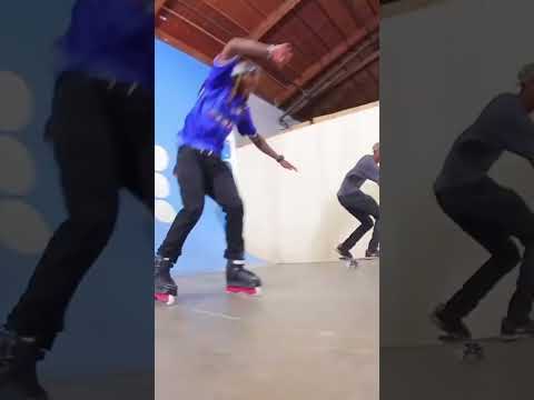 Synchronized Wallride?!! #skateboarding #rollerblading #shorts