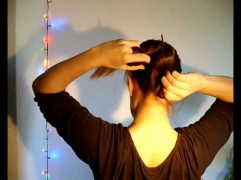 Quick and fancy hair stick bun Quick and causal hairstyle for medium or 