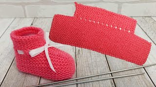 Самые легкие пинетки на двух спицах/ booties knitting/Stiefeletten stricken