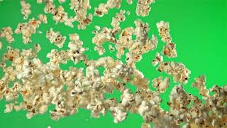 Popcorn Flying In Slow Motion Green Screen High-Speed Footage Free To Use