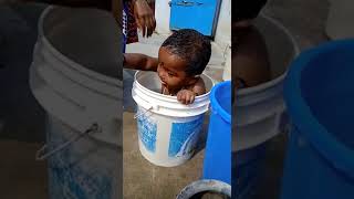 Baby Girl Bathing In Bucket Nice To See Indian Cute Baby