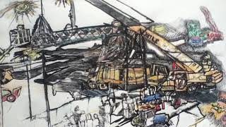 When Seattle Art Museum's Hammering man fell, an on-site drawing © A K Segan
