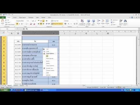 การซ่อนคอลัมน์และแถวในExcel