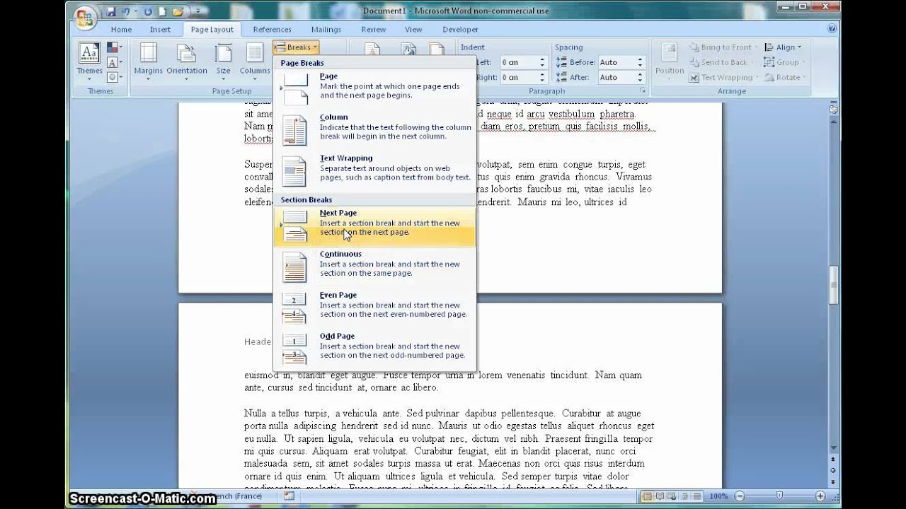 header and footer in word