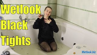 Wetlook Girl Black Hoodie | Wetlook Black Tights | Wetlook Clothes