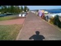 Sy rides bike along Port Macquarie Breakwall