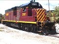 Derailed locomotive being re-railed on the SWP, 7/11/2001...