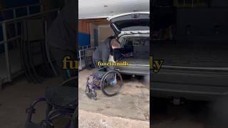 T12 Paraplegic Stands Up To Put Wheelchair In The Back Of Car