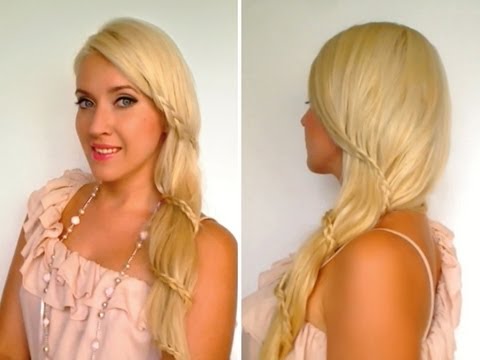 Romantic prom wedding hairstyles for long hair Side swept lace carousel braid tutorial