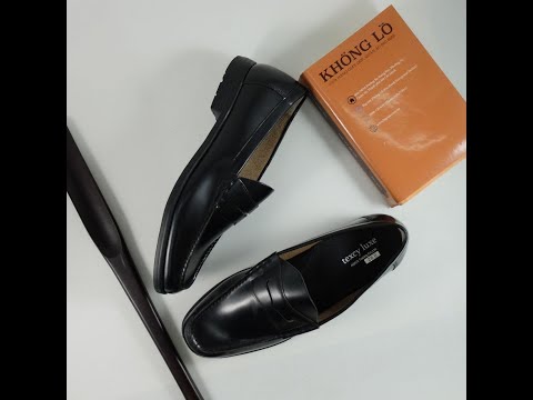 Giày lười da size 46 47 màu đen | Polished Black Leather Strappy Loafer Size 46 47 | KHỔNG LỒ SHOP