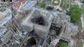 Notre Dame Fire Drone Footage Shows Damage To Cathedral Youtube 360P