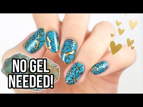 Realistic Turquoise Stone Nails Using REGULAR NAIL POLISH! - YouTube