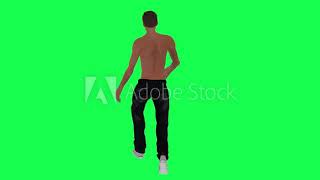 Half Naked Skinny Man Addicted To Green Screen Moving At High Speed From Back Angle 3D Render