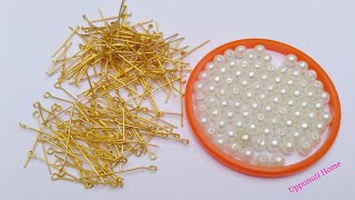 How To Make Designer Earrings At Home | DIY | Pearl Drop Earrings | Jewelry Making | uppunutihome