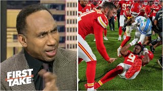 First Take Brian Branch Should Be Banned Forever - Stephen A. On Lions-Chiefs Postgame Scuffle