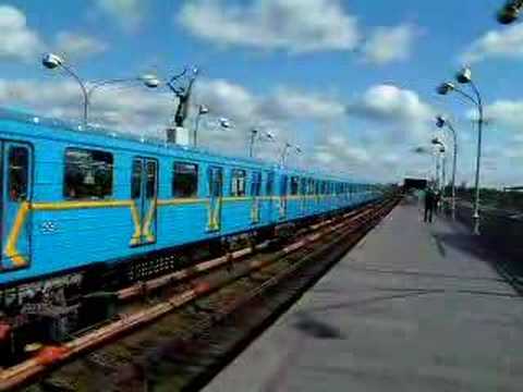 Train arrival at Dnipro station, Kiev metro