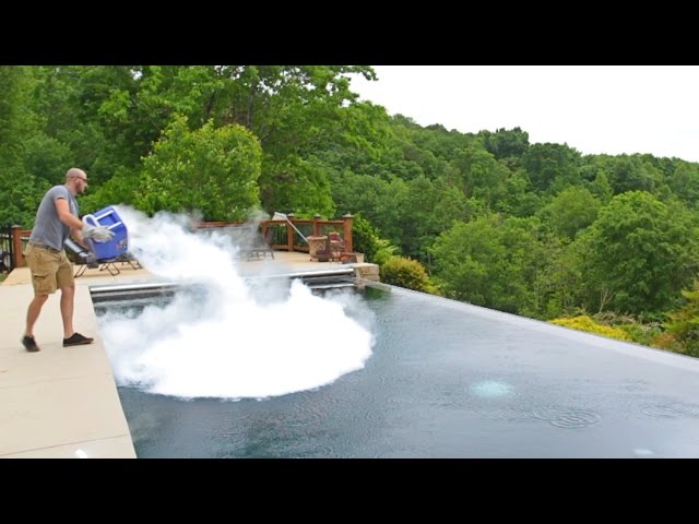 What Happens When You Drop Dry Ice Into A Swimming Pool - Video