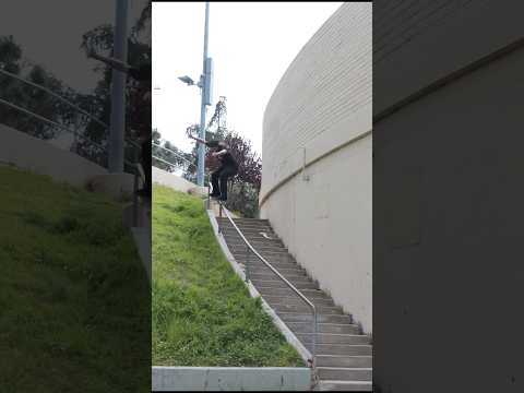 Kanaan grinds a 24 Stair Curved Rail! #skateboarding