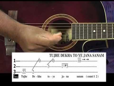 Tutorial for Tujhe dekha to ye jana sanam song on guitar