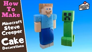 Minecraft Steve And Creeper Cake Tutorial - How To Make Minecraft Cake Topper Fondant Figure