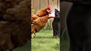 Chicken Gives A Big Punch To Cat