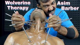 Asim Barber Wolverine Therapy | Asim Barber Chopstick Massage ASMR With Hair Cra