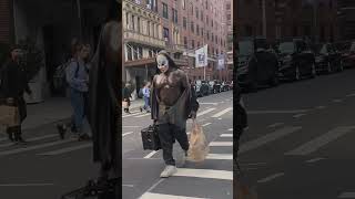 Buff Guy In Clown Mask Doing His Power Walk