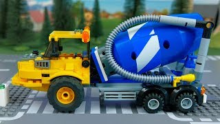 LEGO Wrong Cars Dump truck, pizza wan, police car and concrete mixer Stop motion animation for kids