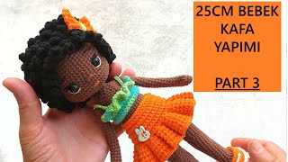 Siyahi 25 Cm Kiz Bebek Kafa Yapımı Part 3English Suble Crochet Amigurumi Doll Tutorial