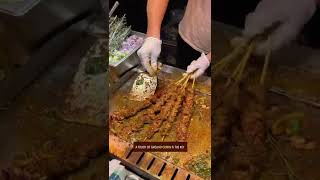 Chinese Street Food - Teppanyanki Beef Skewers In Local Night Market