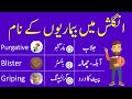 Diseases Names and Vocabulary Words in English and Urdu Meanings | Medical Vocabulary