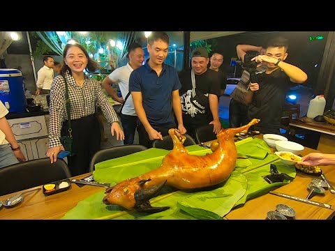 Ra Hà Nội ăn Dê quay nguyên con ở quán OK Con Dê cùng a Duy a Hà Còi a Dũng Béo Hà Nội Phố