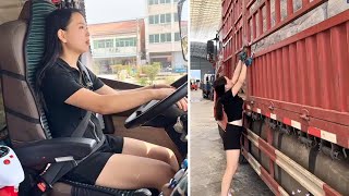 Living The Road Life. Female Truck Driver Xiaoyu Daily Journey