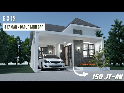 Desain Rumah Minimalis 6 x 12 M 1 lantai dengan 3 kamar tidur. Modern, sederhana dan terasa nyaman desain interior rumah minimalis