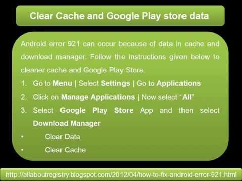 HOW TO FIX ANDROID ERROR 921 - YouTube
