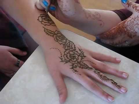 Rose Hand Henna Mehndi Design Pattern demonstration
