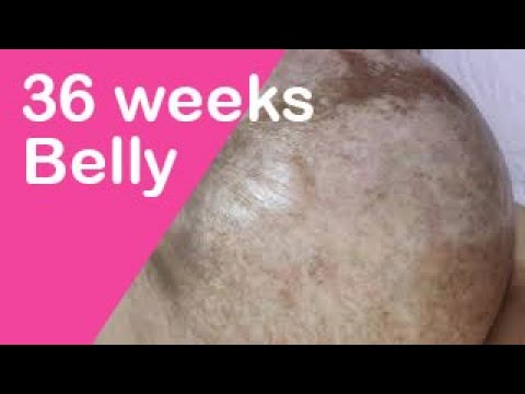 Baby Moving Inside Mom's Belly - Pregnant Belly 36 weeks