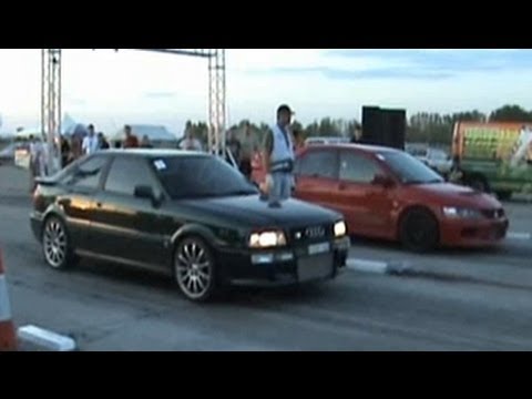 Audi S2 Coupe Vs Mitsubishi Lancer EVO IX Drag Race