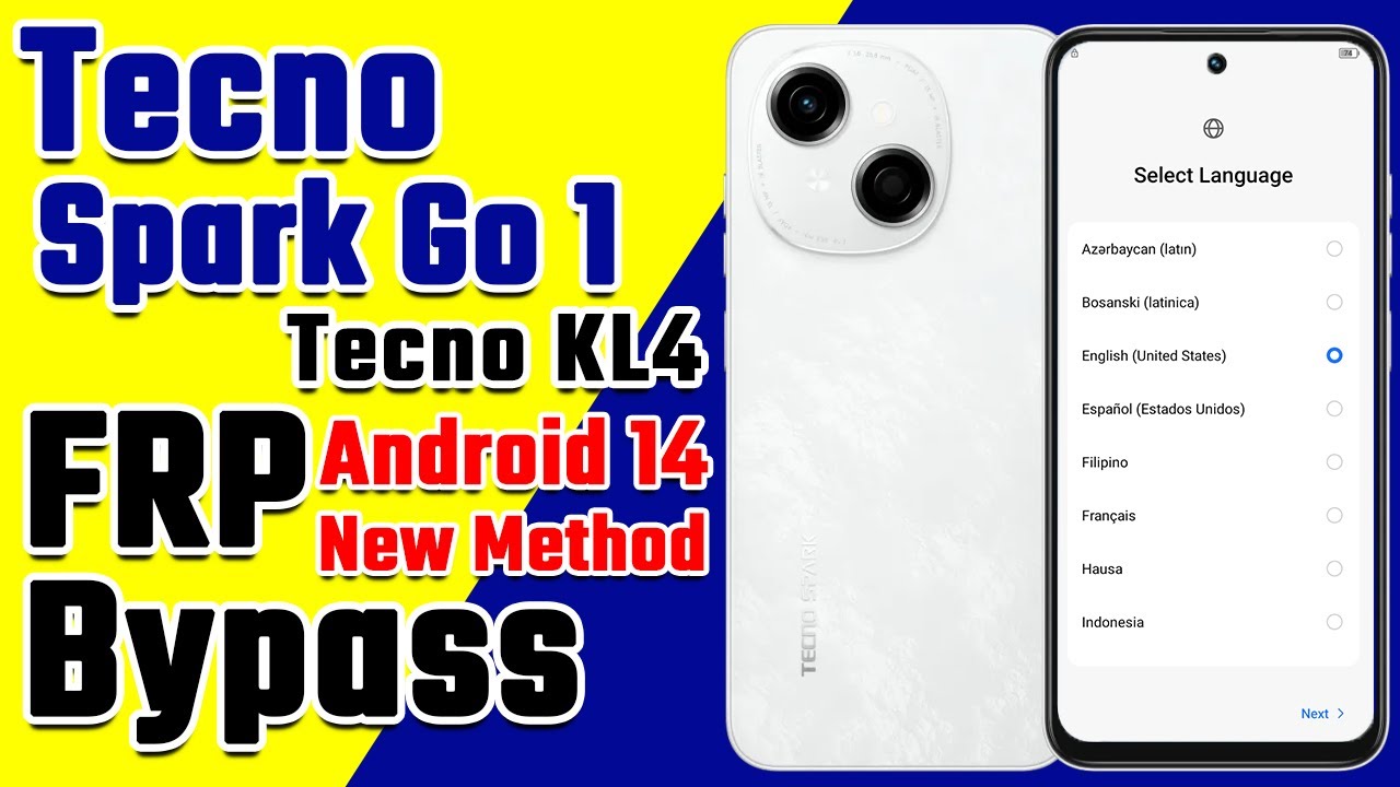 Tecno Spark Go 1 | Tecno KL4 Android 14 FRP Bypass Tecno Spark Go 1 | Tecno KL4 Android 14 FRP Bypass