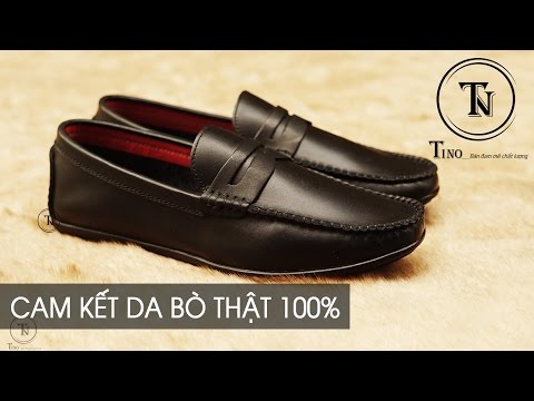 Giày lười nam da bò đen trơn GL08 - Giày da nam trong top bán chạy số 1 tại Giày da Tino
