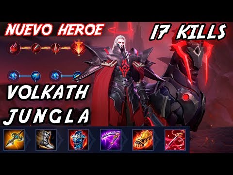 ¡¡VOLKATH NUEVO HEROE!! DESTROZO EN JUNGLA 17 KILLS - Arena of Valor ESPAÑOL - wasab0