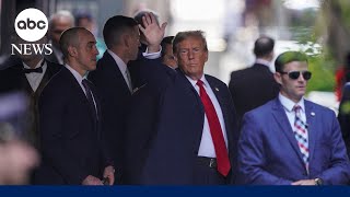 Donald Trump arrives at court for historic criminal trial