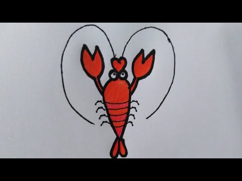 สอนวาดรูประบายสีกุ้งแบบง่าย🧡How to Draw & Color lobster | My Sky Channel.