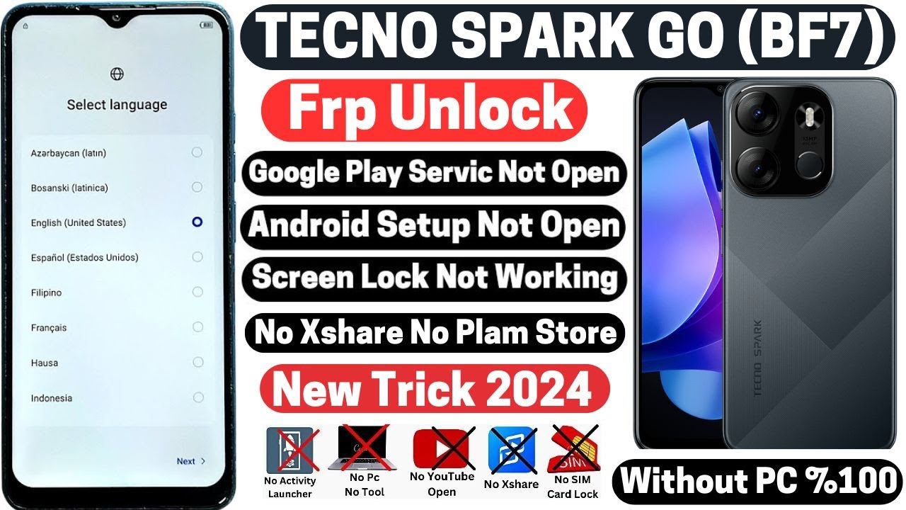 Tecno Spark Go (BF7) Frp Bypass Without PC No Xshare Tecno Spark Go (BF7) Frp Bypass Without PC No Xshare