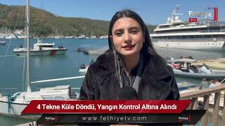 4 Tekne Küle Döndü, Yangın Kontrol Altına Alındı