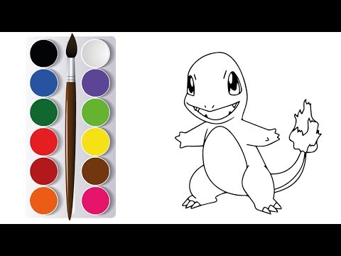Vẽ Tranh và Tô Màu Pokemon Charmander Pikachu, Drawing Coloring Pokemon Charmander Pikachu Kids