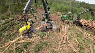 🌲 4K Dron View |  Forestry Works With John Deere Machines! Harvester 1270G Forwarder 1510G