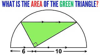 Can you find area of the Green shaded triangle? | (Semicircle) | #math #maths #geometry